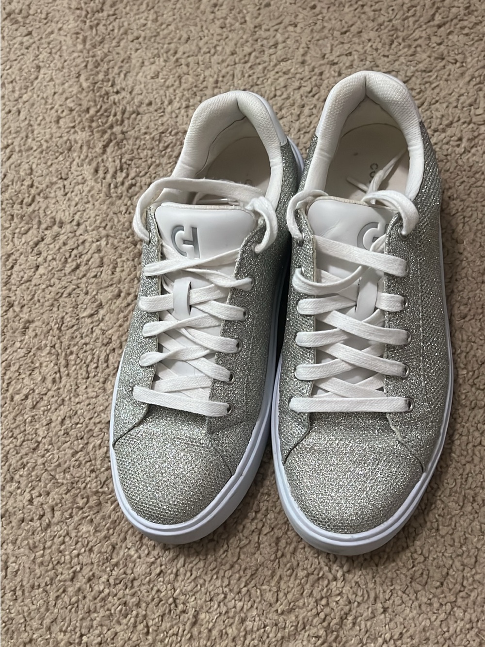 Cole Haan Silver Glitter Low-Top Sneakers for Women